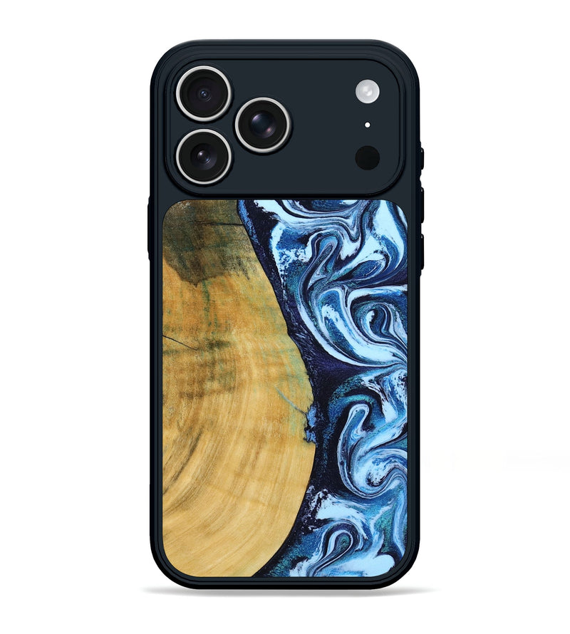 iPhone 17 Pro Max Wood Phone Case - Amya (Blue, 793085)