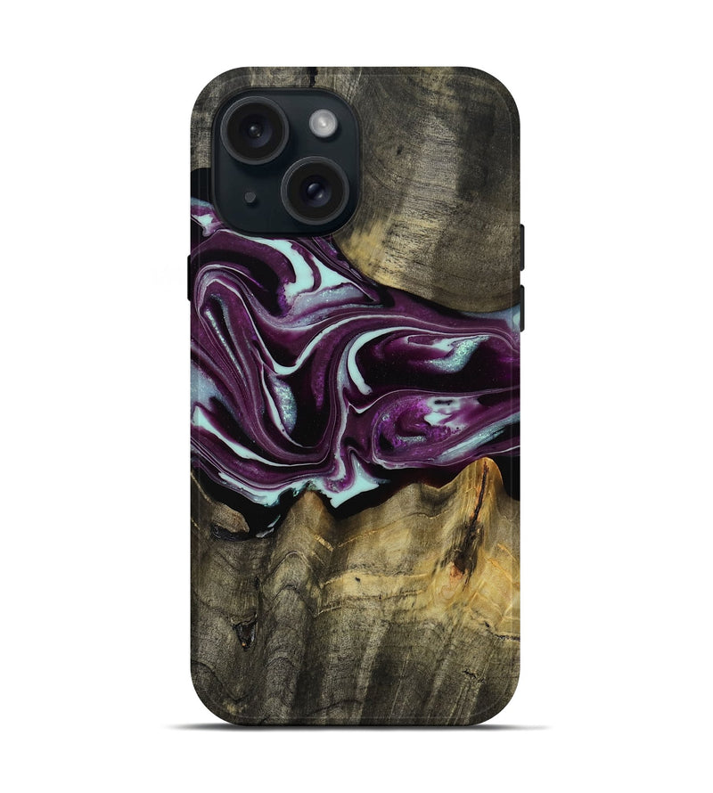 iPhone 15 Wood Live Edge Phone Case - Lavon (Purple, 793126)