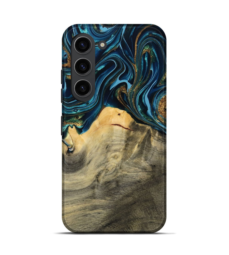Galaxy S23 Wood Live Edge Phone Case - Taft (Teal & Gold, 793136)