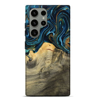 Galaxy S23 Ultra Wood Live Edge Phone Case - Taft (Teal & Gold, 793136)