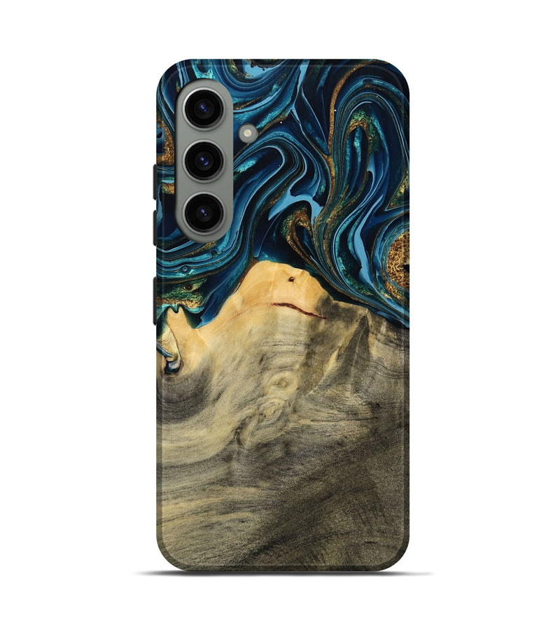 Galaxy S24 Wood Live Edge Phone Case - Taft (Teal & Gold, 793136)