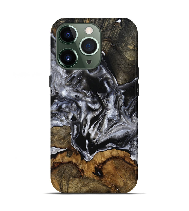 iPhone 13 Pro Wood Live Edge Phone Case - Yadiel (Black & White, 793138)