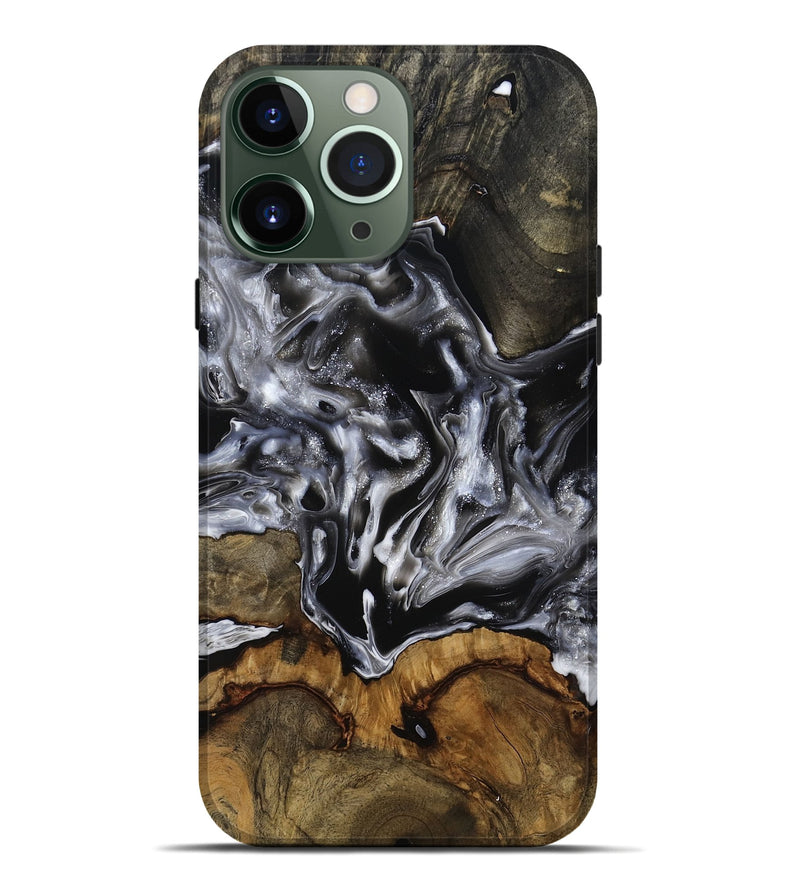 iPhone 13 Pro Max Wood Live Edge Phone Case - Yadiel (Black & White, 793138)