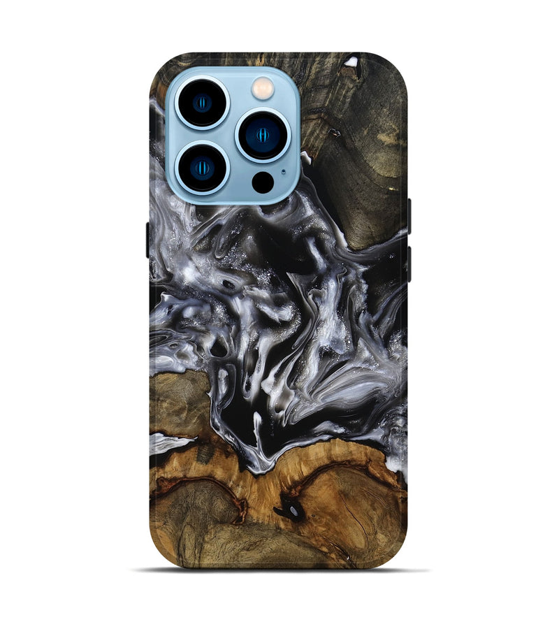 iPhone 14 Pro Wood Live Edge Phone Case - Yadiel (Black & White, 793138)