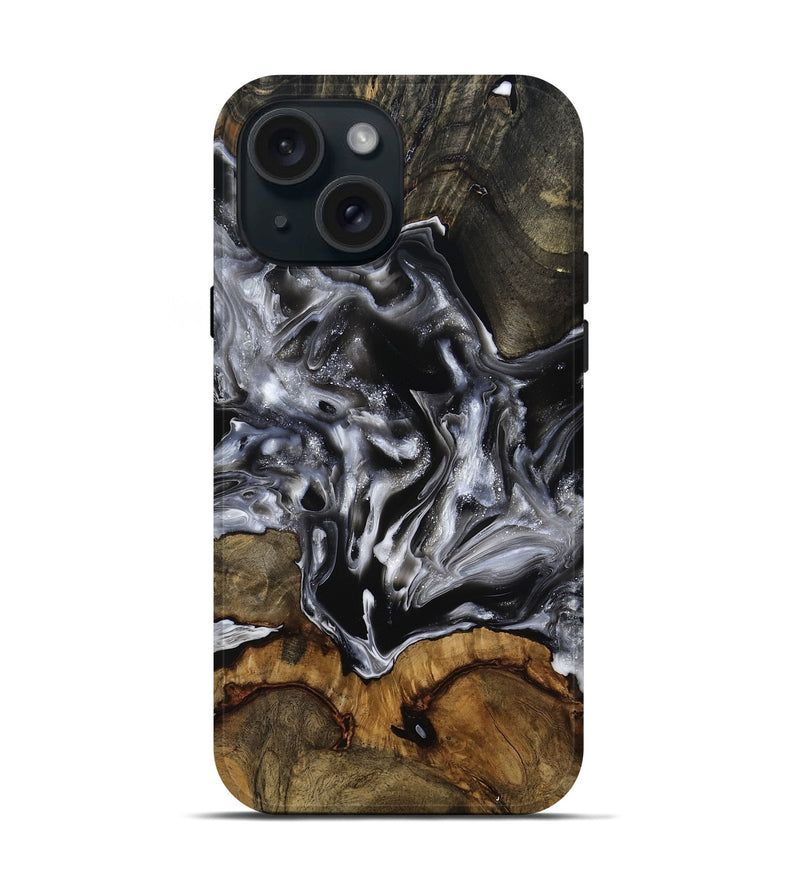 iPhone 15 Wood Live Edge Phone Case - Yadiel (Black & White, 793138)