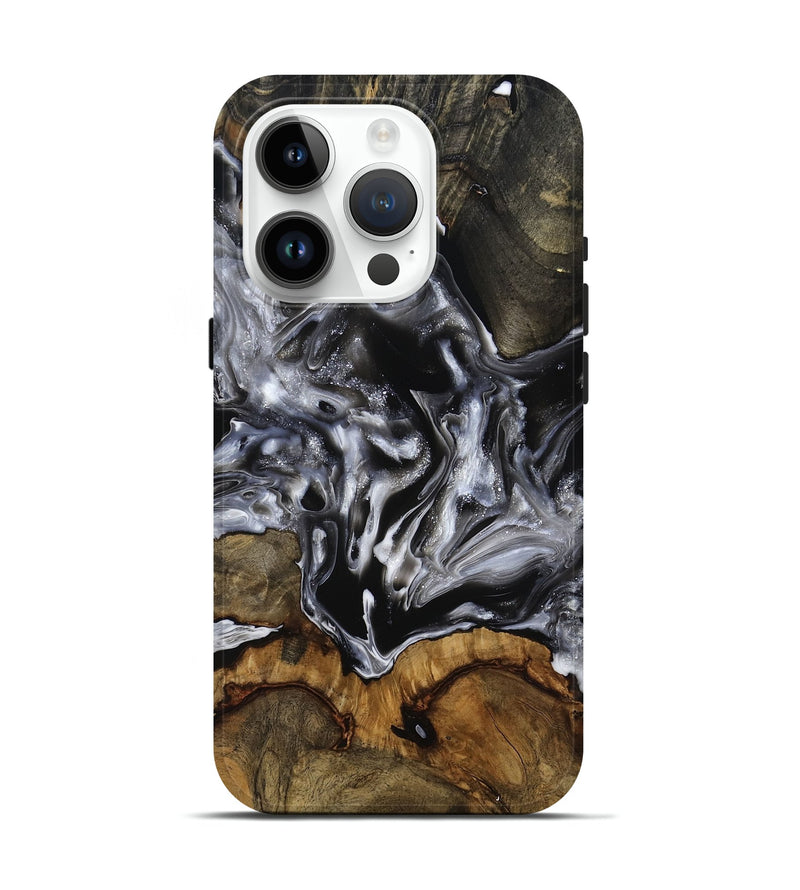 iPhone 15 Pro Wood Live Edge Phone Case - Yadiel (Black & White, 793138)