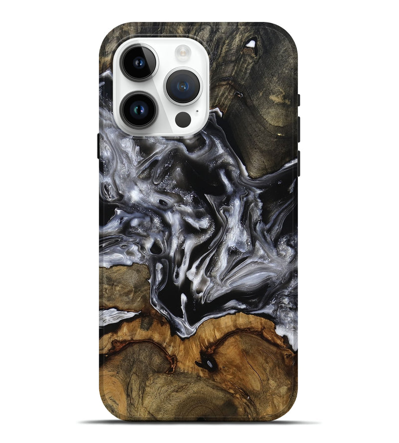 iPhone 15 Pro Max Wood Live Edge Phone Case - Yadiel (Black & White, 793138)