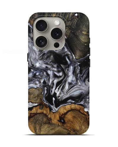 iPhone 16 Pro Wood Live Edge Phone Case - Yadiel (Black & White, 793138)