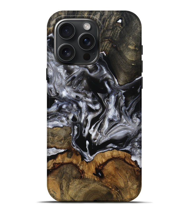 iPhone 16 Pro Max Wood Live Edge Phone Case - Yadiel (Black & White, 793138)
