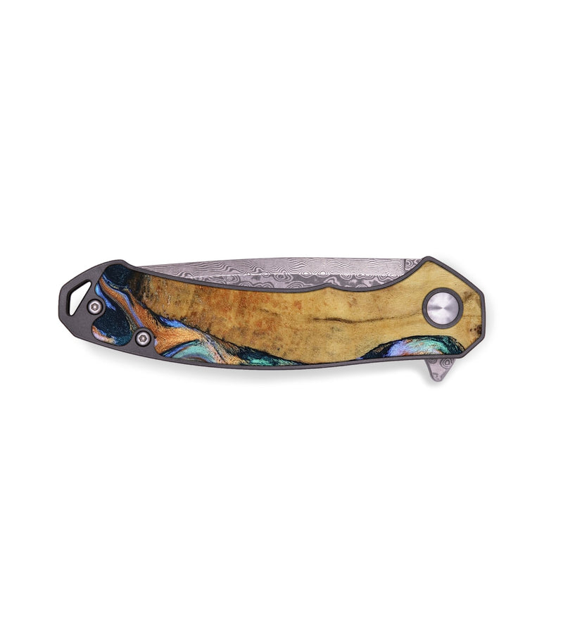 EDC Wood Pocket Knife - Arya (Teal & Gold, 793172)