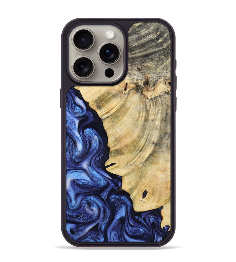 iPhone 15 Pro Max Wood Phone Case - Bonita (Blue, 793219)