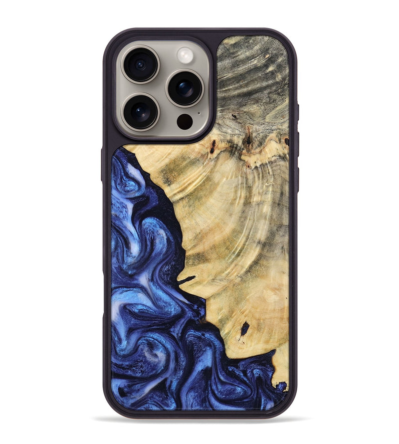 iPhone 16 Pro Max Wood Phone Case - Bonita (Blue, 793219)