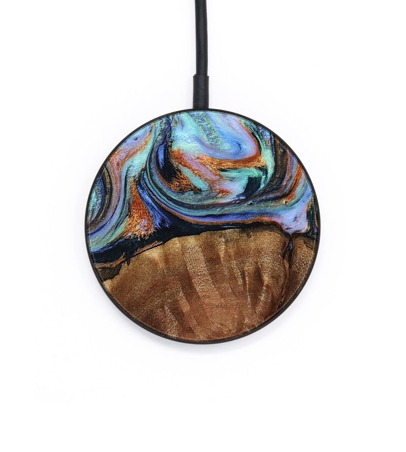 Circle Wood Wireless Charger - Melvina (Teal & Gold, 793378)