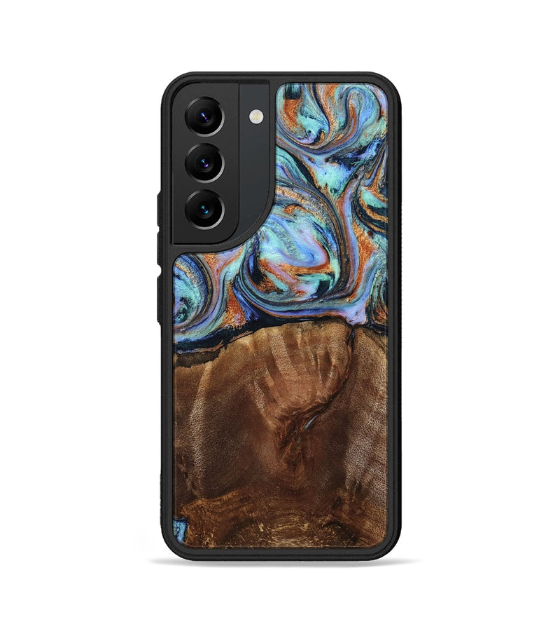 Galaxy S22 Wood Phone Case - Melvina (Teal & Gold, 793378)