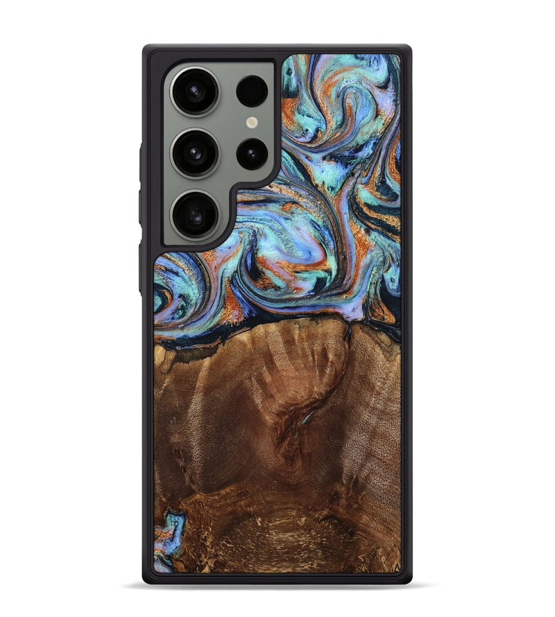 Galaxy S24 Ultra Wood Phone Case - Melvina (Teal & Gold, 793378)