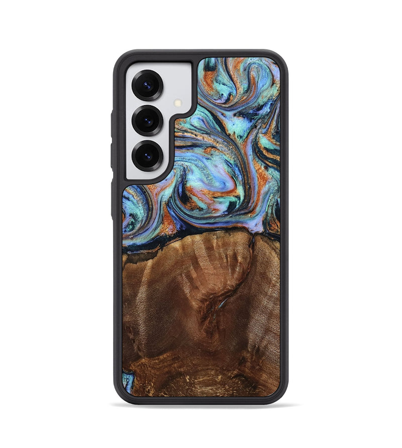 Galaxy S25 Wood Phone Case - Melvina (Teal & Gold, 793378)