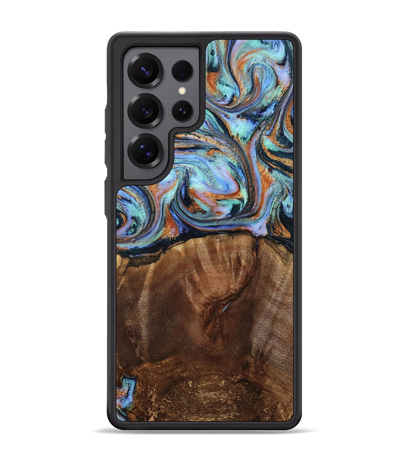 Galaxy S25 Ultra Wood Phone Case - Melvina (Teal & Gold, 793378)