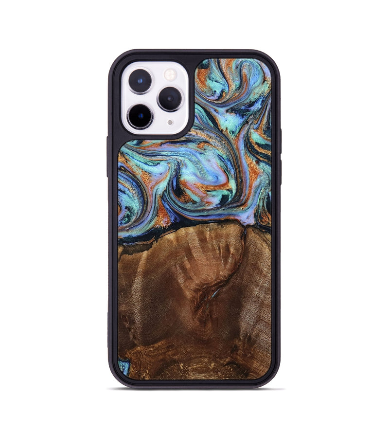 iPhone 11 Pro Wood Phone Case - Melvina (Teal & Gold, 793378)