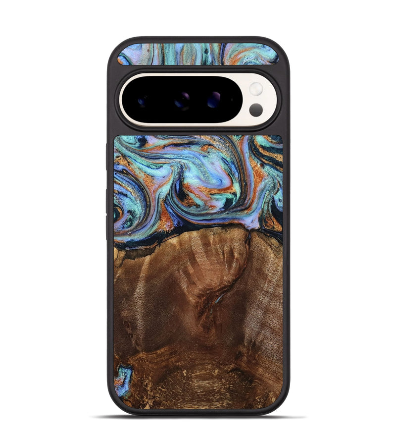 Pixel 9 Wood Phone Case - Melvina (Teal & Gold, 793378)