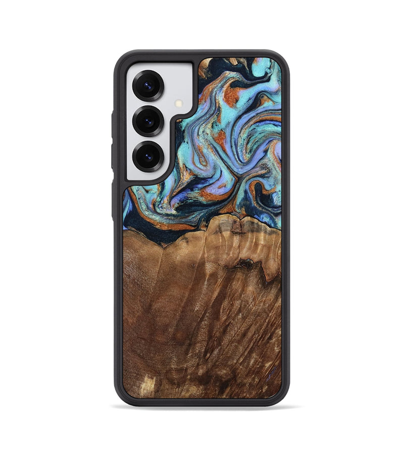 Galaxy S25 Wood Phone Case - Lawanda (Teal & Gold, 793381)