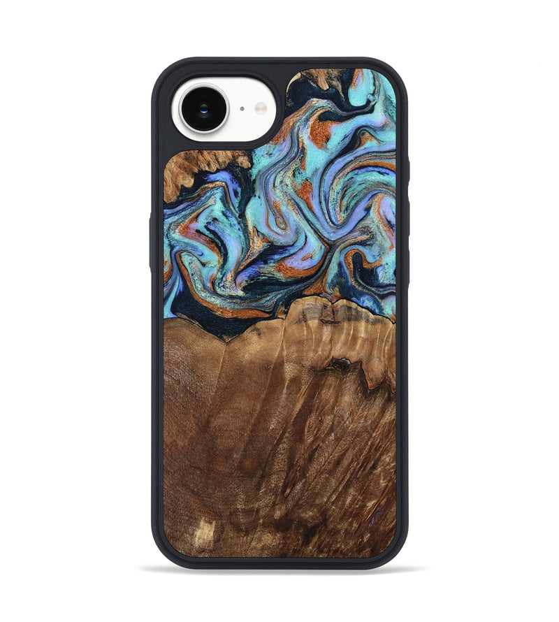 iPhone 16e Wood Phone Case - Lawanda (Teal & Gold, 793381)