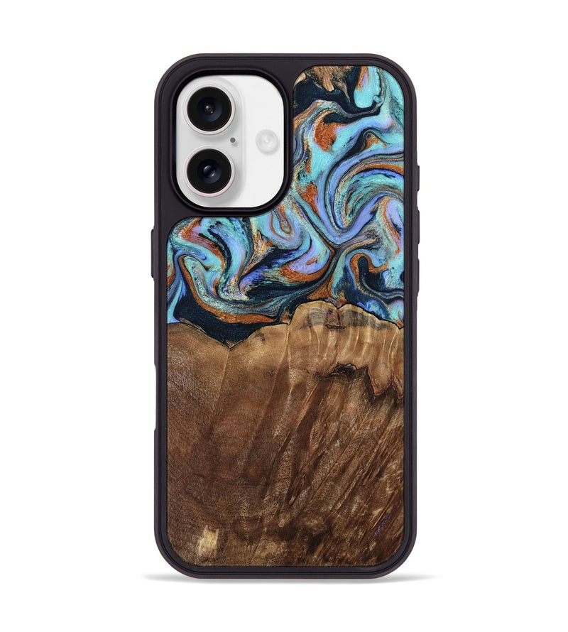iPhone 17 Wood Phone Case - Lawanda (Teal & Gold, 793381)