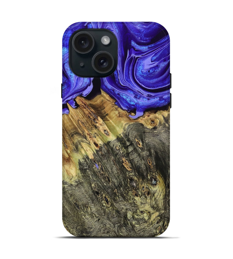 iPhone 15 Wood Live Edge Phone Case - Sheyla (Purple, 793452)