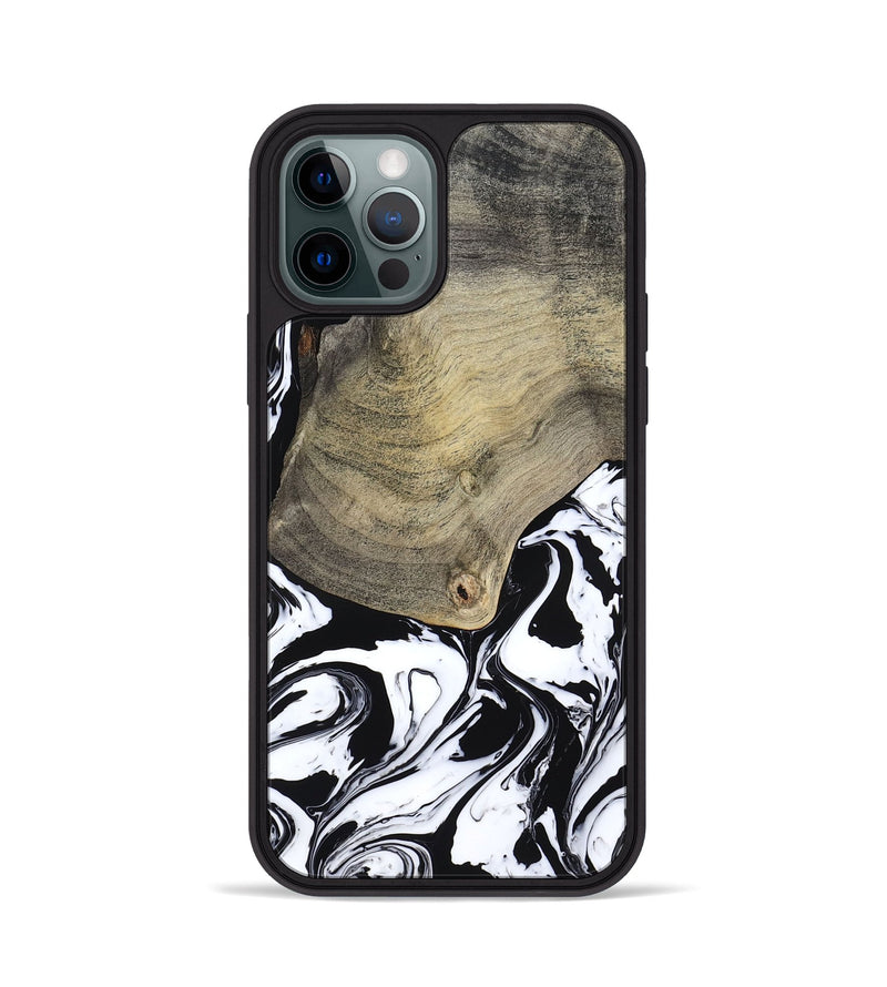 iPhone 12 Pro Wood Phone Case - Helen (Black & White, 793495)