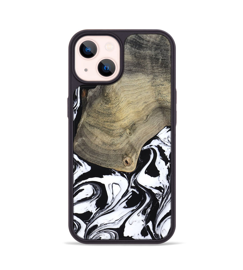 iPhone 14 Wood Phone Case - Helen (Black & White, 793495)