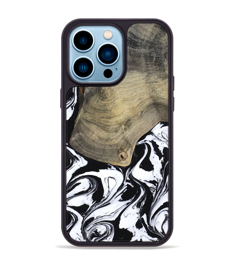 iPhone 14 Pro Max Wood Phone Case - Helen (Black & White, 793495)