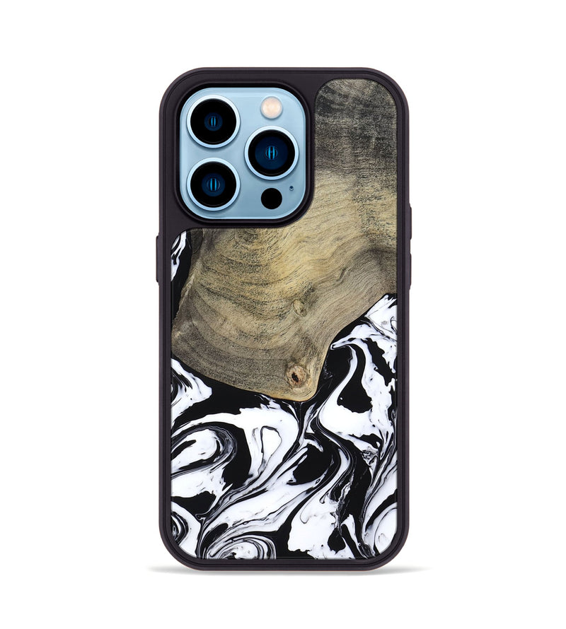 iPhone 14 Pro Wood Phone Case - Helen (Black & White, 793495)