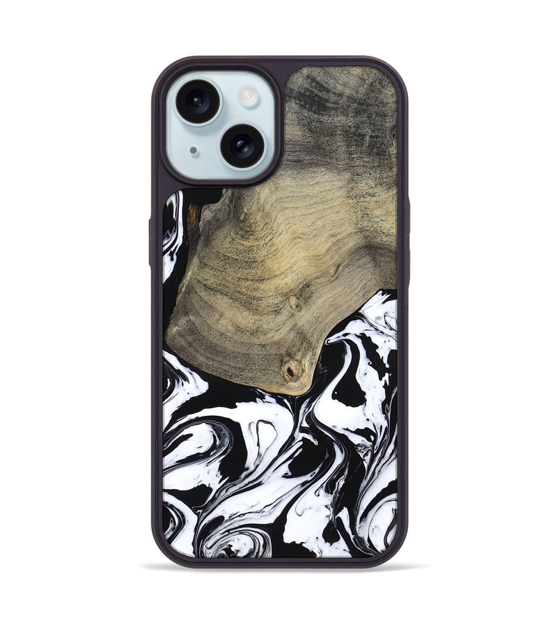iPhone 15 Wood Phone Case - Helen (Black & White, 793495)