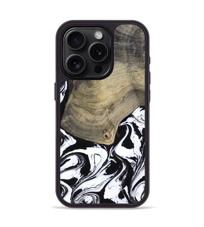 iPhone 15 Pro Wood Phone Case - Helen (Black & White, 793495)