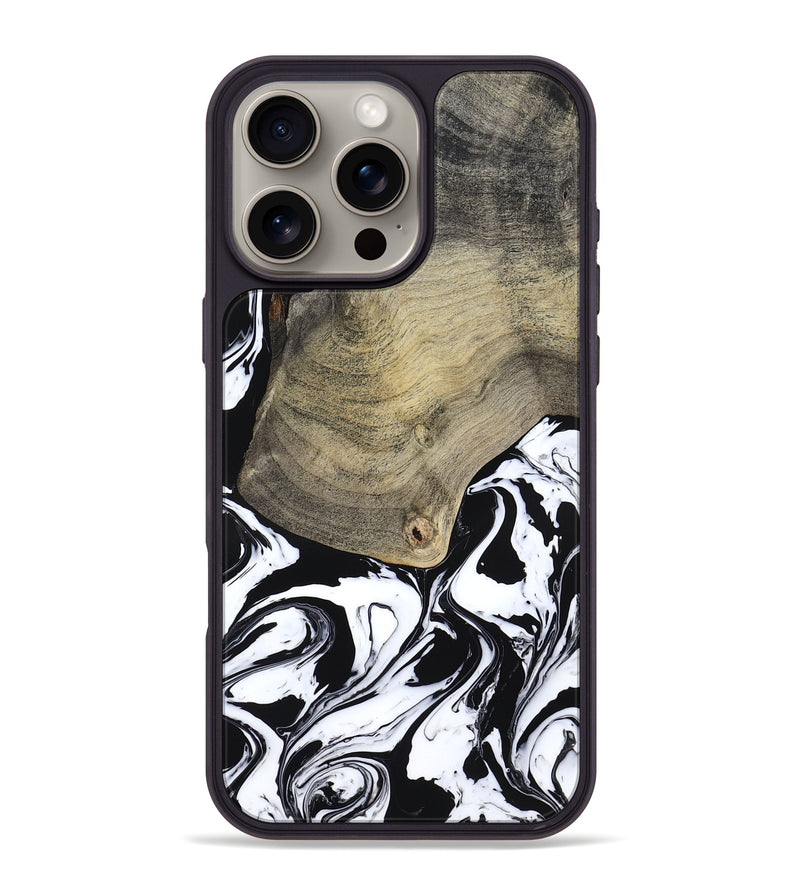 iPhone 16 Pro Max Wood Phone Case - Helen (Black & White, 793495)