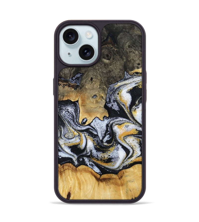 iPhone 15 Wood Phone Case - Mary (Black & White, 793499)