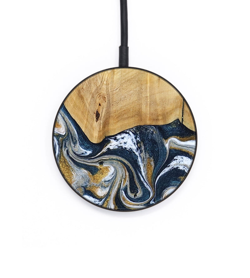 Circle Wood Wireless Charger - Shanta (Teal & Gold, 793501)