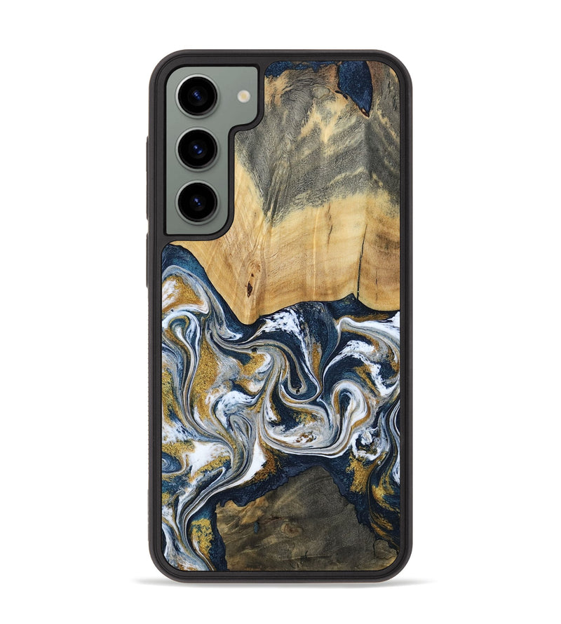 Galaxy S23 Plus Wood Phone Case - Shanta (Teal & Gold, 793501)