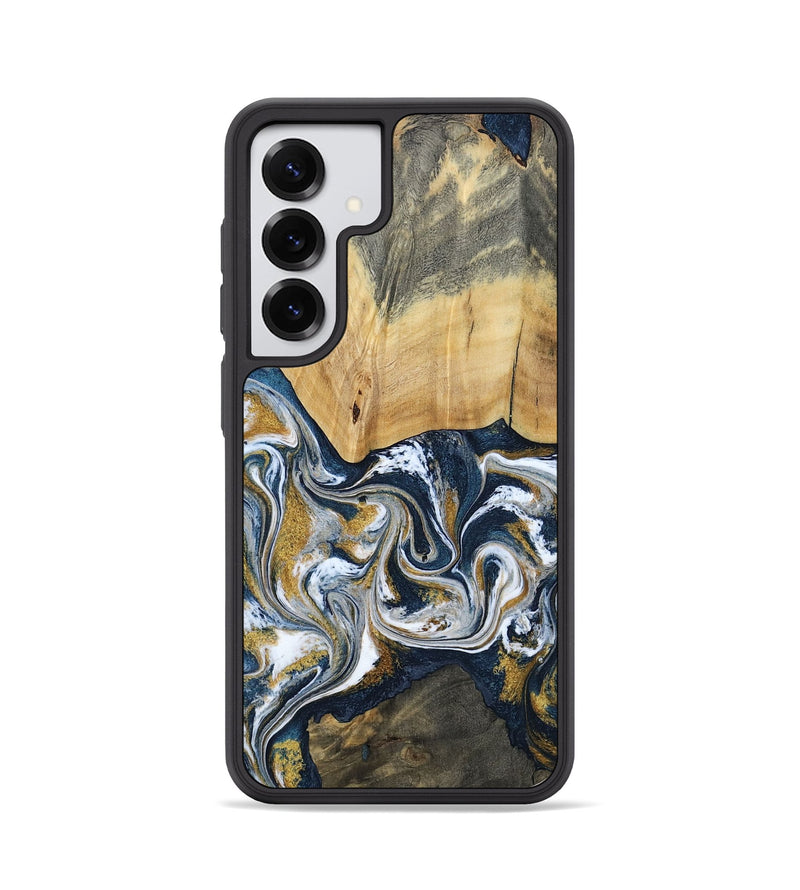 Galaxy S25 Wood Phone Case - Shanta (Teal & Gold, 793501)