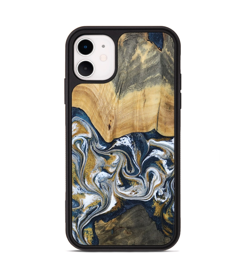 iPhone 11 Wood Phone Case - Shanta (Teal & Gold, 793501)