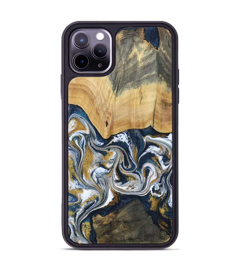 iPhone 11 Pro Max Wood Phone Case - Shanta (Teal & Gold, 793501)