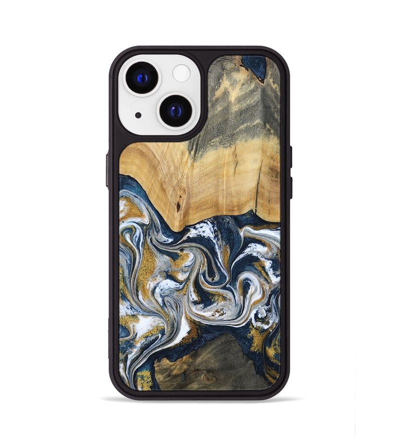 iPhone 13 Wood Phone Case - Shanta (Teal & Gold, 793501)