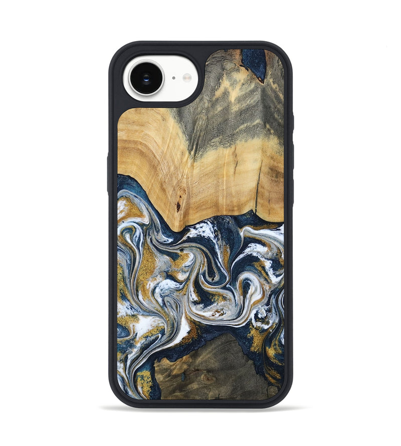 iPhone 16e Wood Phone Case - Shanta (Teal & Gold, 793501)