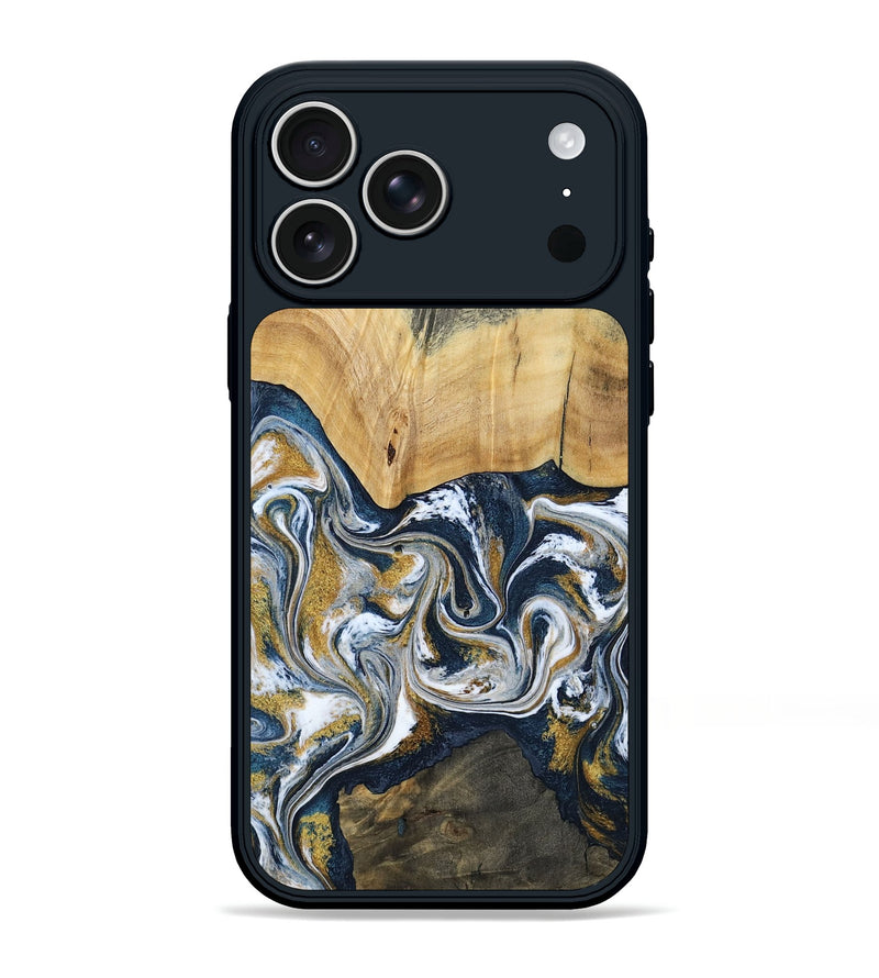 iPhone 17 Pro Max Wood Phone Case - Shanta (Teal & Gold, 793501)