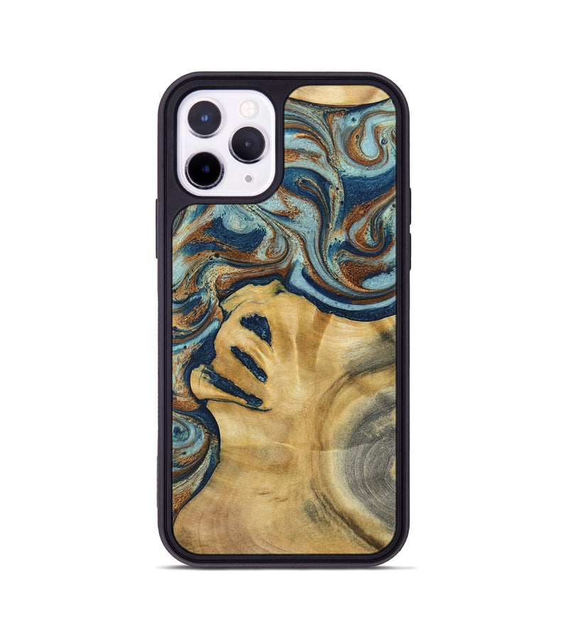 iPhone 11 Pro Wood Phone Case - Lucien (Teal & Gold, 793506)