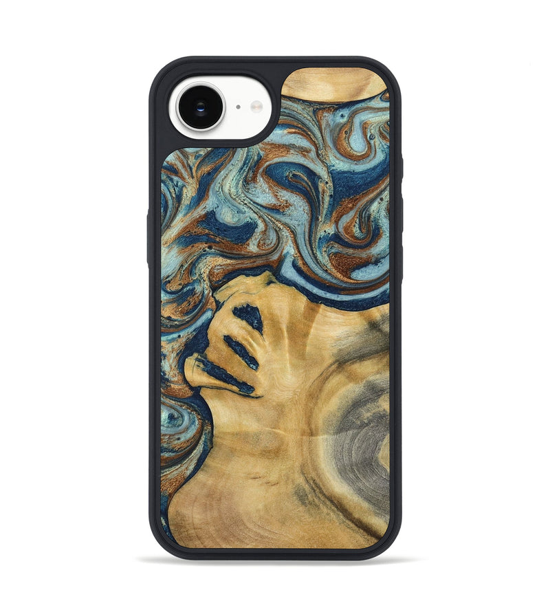 iPhone 16e Wood Phone Case - Lucien (Teal & Gold, 793506)