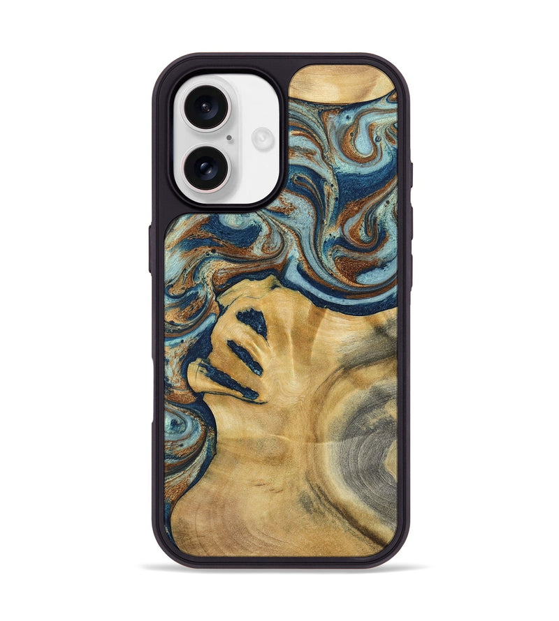 iPhone 17 Wood Phone Case - Lucien (Teal & Gold, 793506)