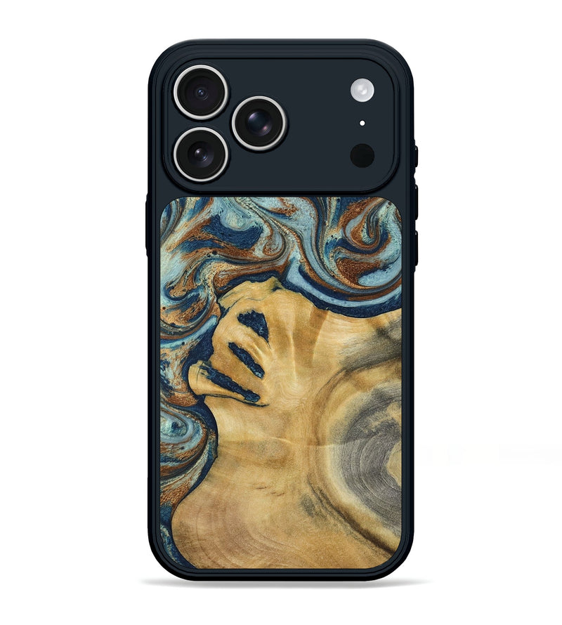 iPhone 17 Pro Max Wood Phone Case - Lucien (Teal & Gold, 793506)