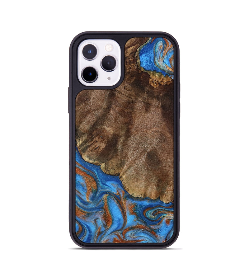 iPhone 11 Pro Wood Phone Case - Thiago (Teal & Gold, 793507)
