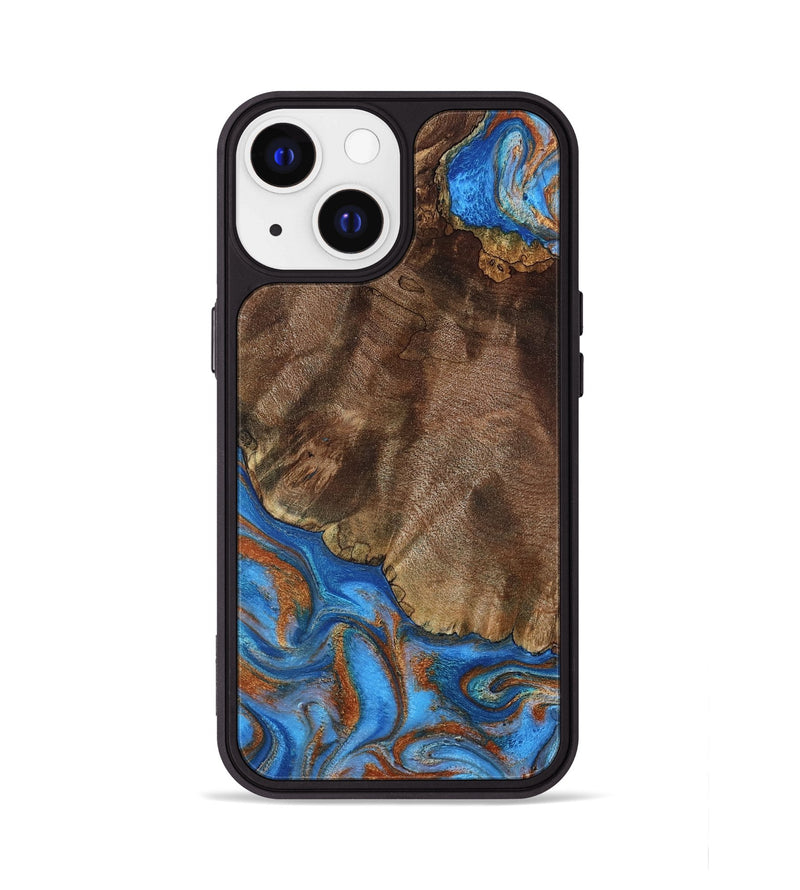 iPhone 13 Wood Phone Case - Thiago (Teal & Gold, 793507)