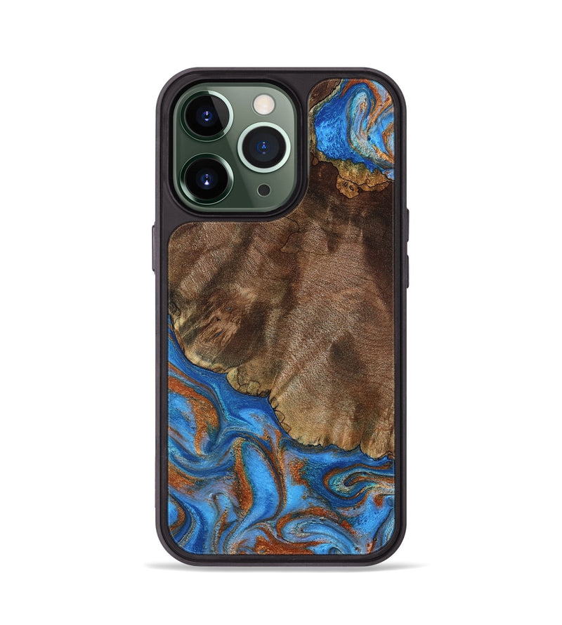 iPhone 13 Pro Wood Phone Case - Thiago (Teal & Gold, 793507)